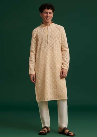 Yellow Georgette Embroidered Kurta Set