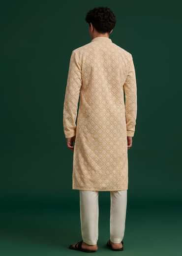 Yellow Georgette Embroidered Kurta Set