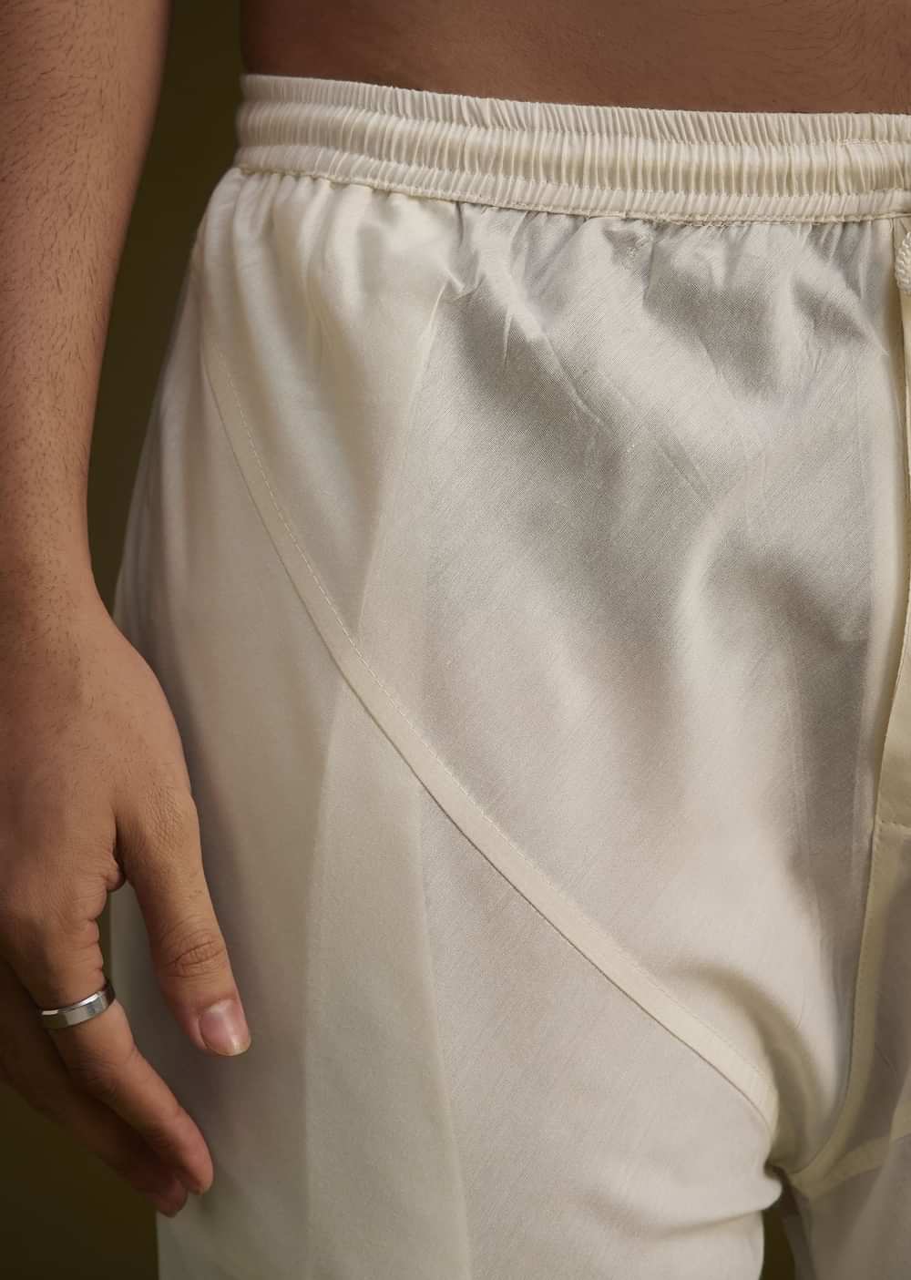 Fawn Raw Silk Sherwani Set With Zardosi Embroidery