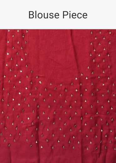 Chilli Pepper Red Embroidered Saree In Dola Silk