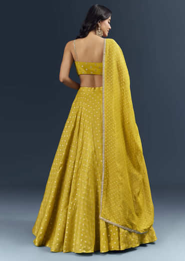 Citrus Green Banarasi Silk Bridesmaid Lehenga With Intricate Hand Embroidery