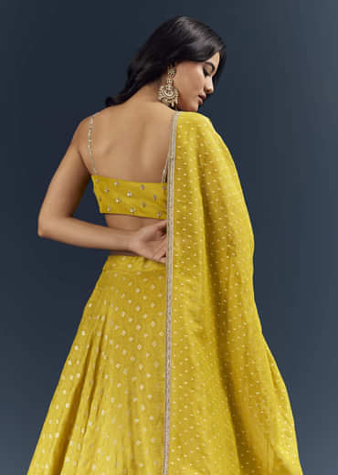 Citrus Green Banarasi Silk Bridesmaid Lehenga With Intricate Hand Embroidery