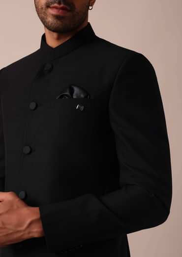 Classic Black Bandhgala Jodhpuri Sherwani