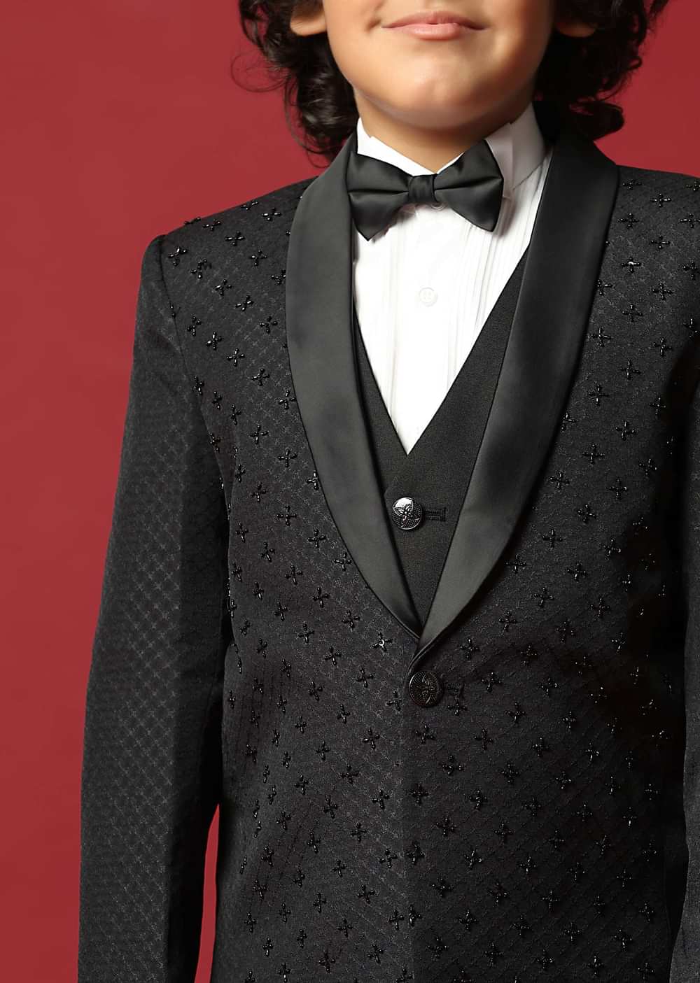 Classic Black Cutwork Tuxedo For Boys