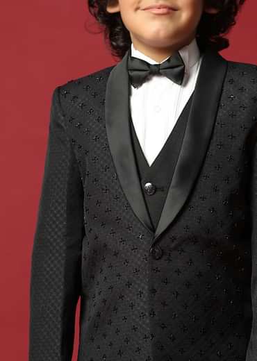 Classic Black Cutwork Tuxedo For Boys