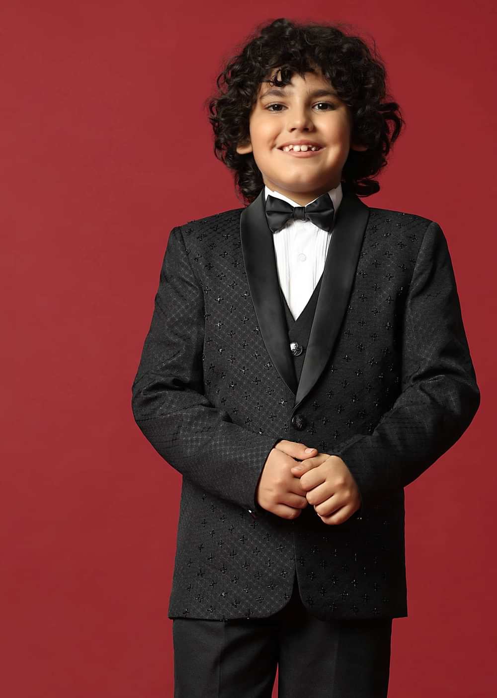 Classic Black Cutwork Tuxedo For Boys