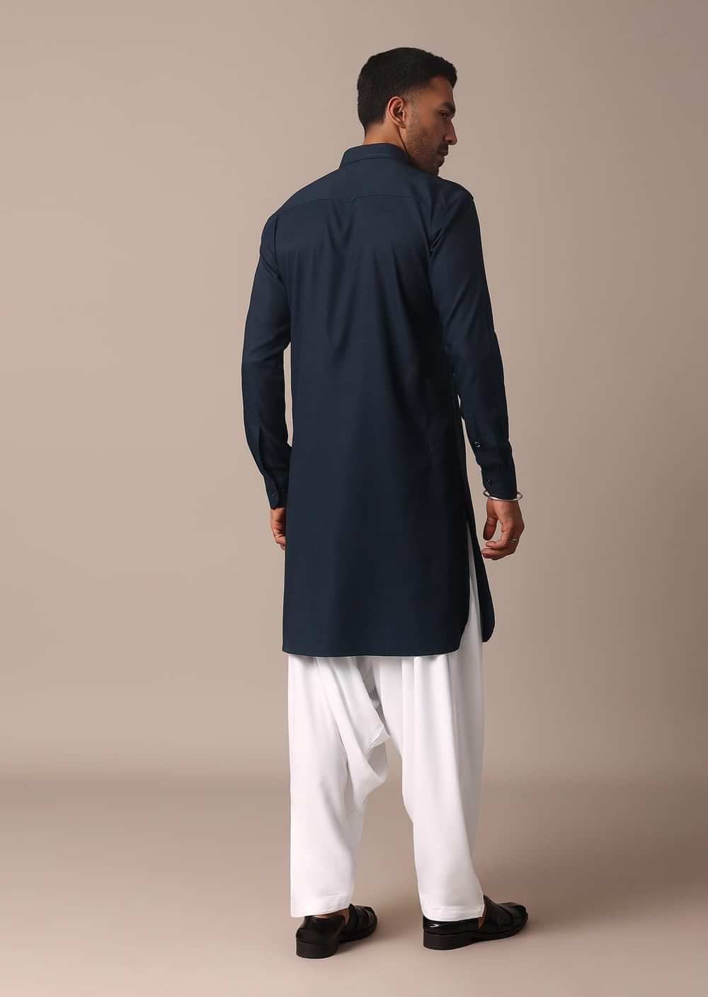 Classic Blue Pathani Kurta Set For Eid