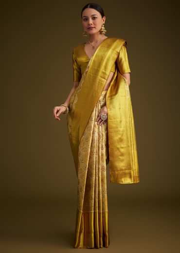 Coffee Beige Kanjivaram Silk Saree With Golden Zari Border