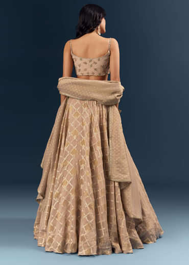 Copper Banarasi Silk Bridesmaid Lehenga With Heavy Hand Embroidery