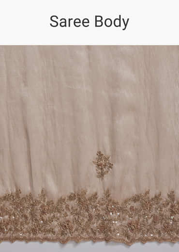 Copper Tissue Embroidered Saree With Heavy Hand Embroidery