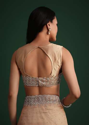 Copper Tissue Cutdana And Stone Embroidered Saree