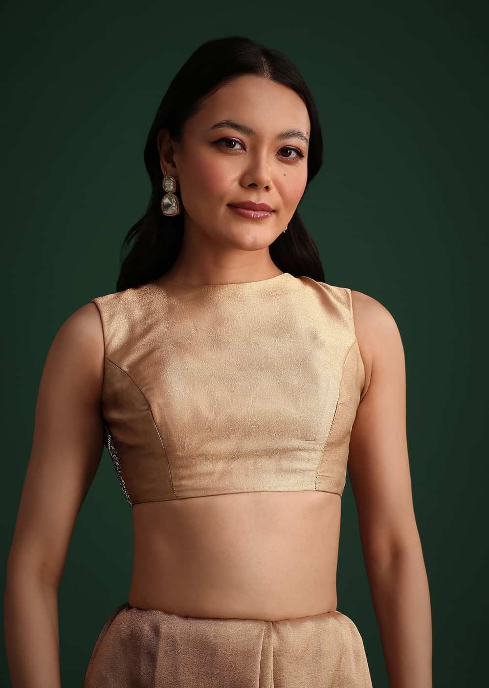 Copper Tissue Cutdana And Stone Embroidered Saree