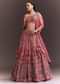 Coral Pink Embroidered Lehenga Set With Net Dupatta