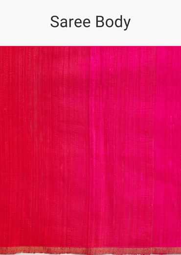 Corel Red Kora Silk Handloom Saree With Woven Traditional Motif