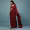 Blood Red Ready-Pleated Embroidered Saree