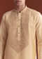 Cream Banarasi Silk Kurta Set For Men With Kashmiri Work