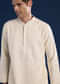 Cream Banarsi Silk Mens Kurta and Pant Set
