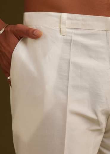 Cream Blue Silk Floral Printed Kurta Set