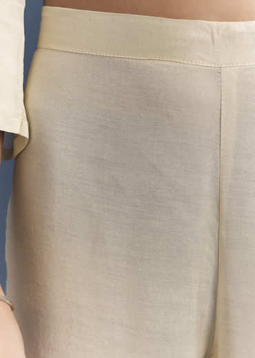 Cream Chinon Anarkali Suit With Moti And Thread Embroidery