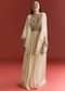 Cream Chinon Embroidered Gown With Flared Sleeves