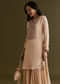Cream Chinon Kurta Sharara Suit With Embroidered Dupatta
