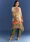 Cream Cotton Muslin Printed Asymmetrical Kurta Dhoti