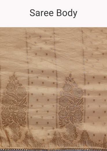 Cream Dola Silk Brocade Saree With Gota Patti Work