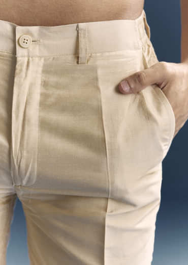 Cream Jacquard Kurta Jacket Set For Men With Printed Jacket