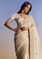 Cream Jacquard Silk Saree With Zari Brocade And Zardosi Embellished Pallu