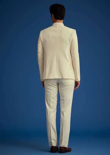 Cream Jodhpuri Suit With Handwork Collar