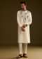 Cream Silk Kurta Set With Monochromatic Floral Embroidery