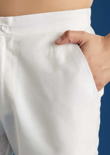 Cream Silk Floral Resham Threadwork Kurta Jacket Set