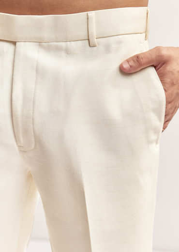 Cream Silk Jodhpuri Set For Men With Multicolour Peacock Embroidery