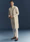 Cream Silk Kurta Set For Men With Resham Embroidery