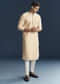 Cream Silk Kurta Set For Men With Subtle Motifs