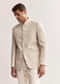 Cream Textured Linen Jodhpuri Set For Men