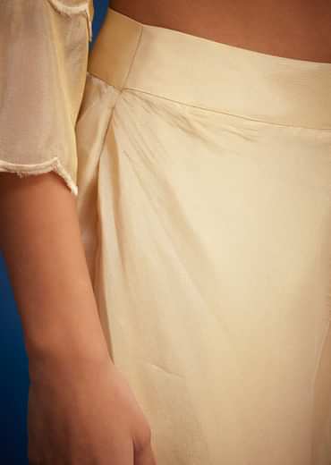 Cream Tissue Embroidered Dhoti Set