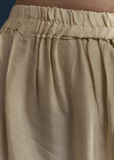 Cream Tissue Kurta Set with Bead Work