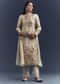 Cream Tissue Kurta Set With Resham And Zardosi Work