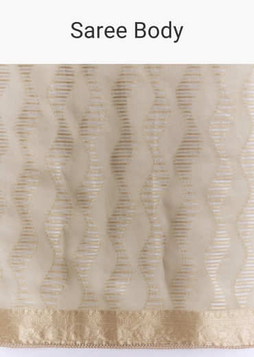 Cream Tissue Saree With Subtle Weave And Zari Border
