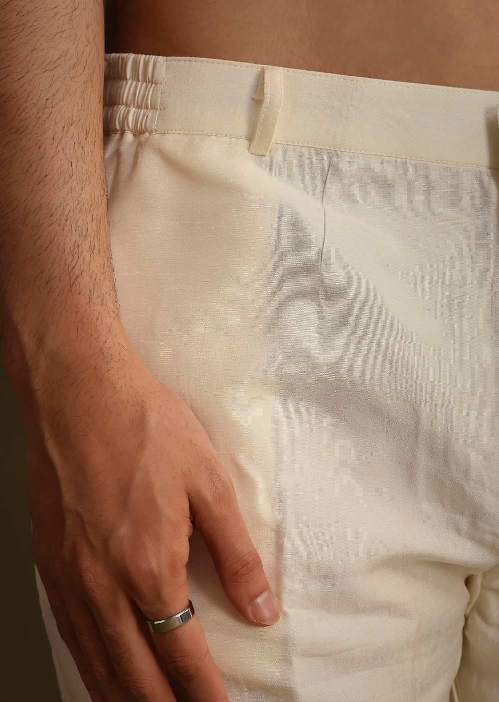 Cream And Blue Silk Jacket Set