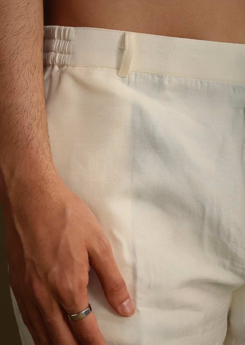 Cream And Pink Silk Jacket Set