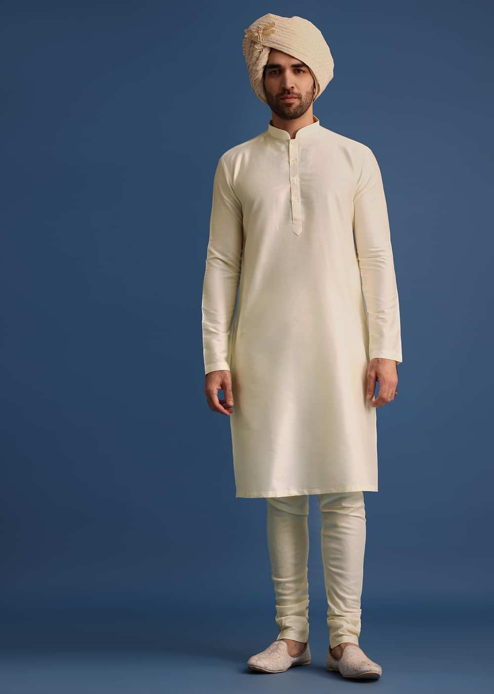 Cream Sherwani Suit With Hand Work