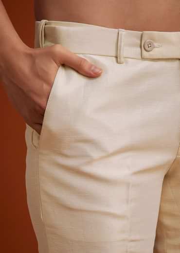 Cream Silk Jodhpuri Set With Floral Embroidery And Sequin Butti Work