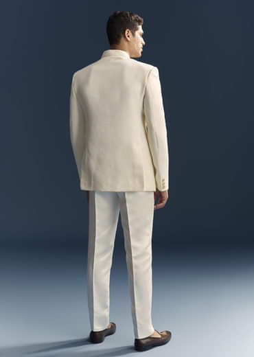 Cream Silk Jodhpuri Suit For Men With Heavy Hand Embroidery