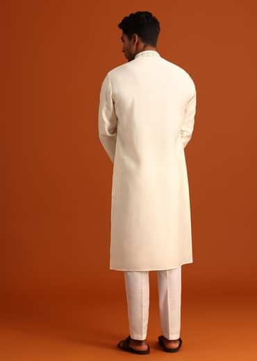 Cream Threadwork Kurta Set