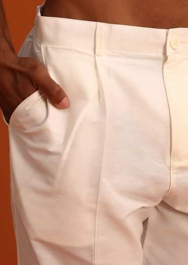 Cream Threadwork Kurta Set