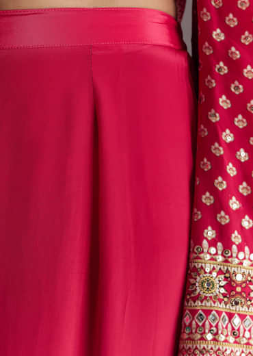 Crimson Red Printed Kurta Palazzo Set