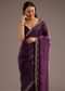 Wine Crushed Tissue Silk  Cutdana Scallop Bordered Saree