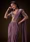 Dahlia Purple Ready To Wear Saree With Hand Embroided Belt Hand Velvet Blouse